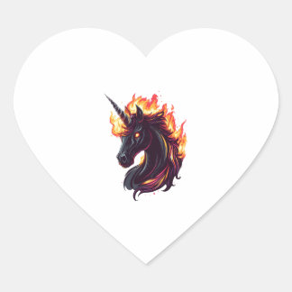 Sticker Cœur Fire & Flame Unicorn (1)