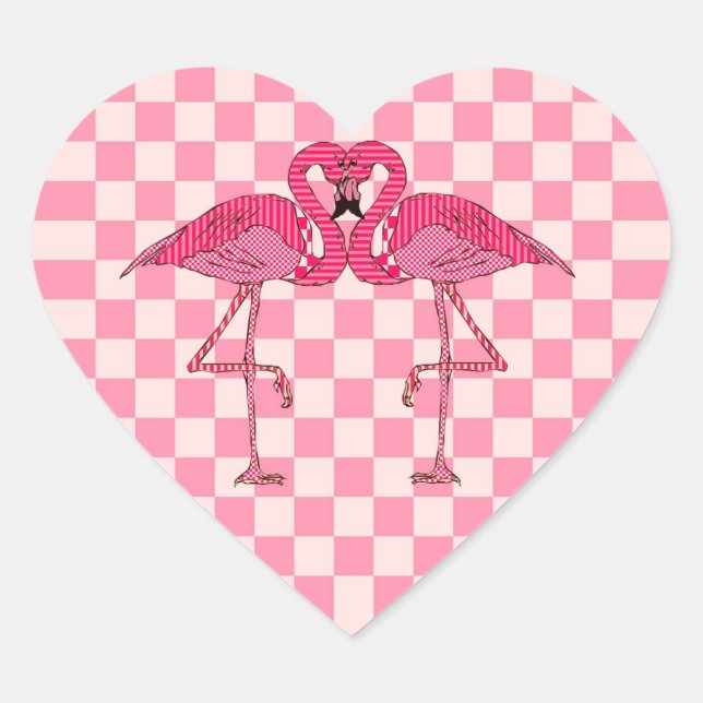 Sticker Cœur Flamants roses (Devant)