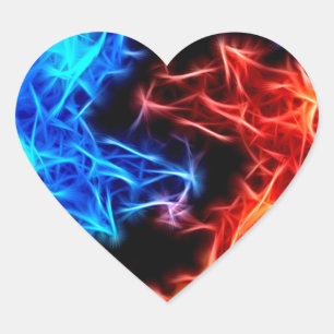 Sticker Cœur flammes de le bien et le mal