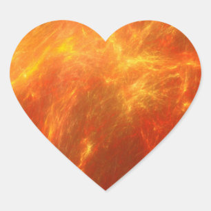 Sticker Cœur Flammes qui jaillissent tandis que le feu furieux 