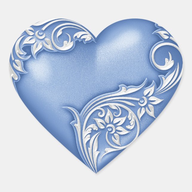 Sticker Cœur Flèche du coeur bleu avec blanc (Devant)