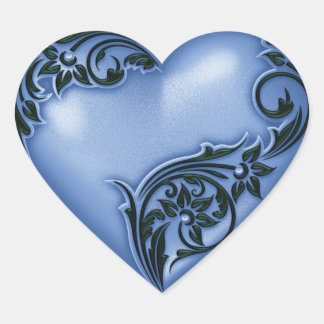 Sticker Cœur Flèche du coeur bleu avec noir