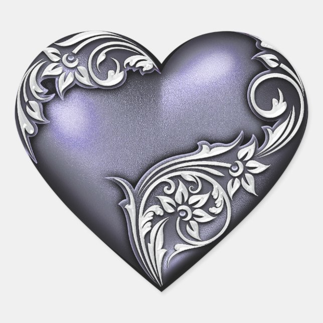 Sticker Cœur Flèche du coeur Violet foncé (Devant)