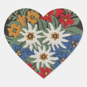 Sticker Cœur Fleur alpine suisse Edelweiss