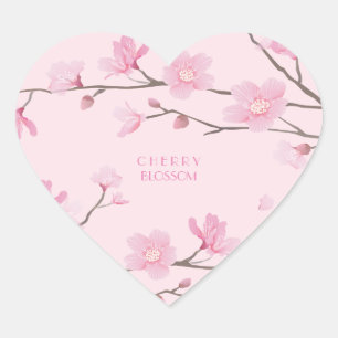Sticker Cœur Fleur de cerisier - Transparent-Arrière - plan