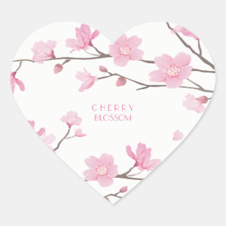 Sticker Cœur Fleur de cerisier - Transparent-Arrière - plan