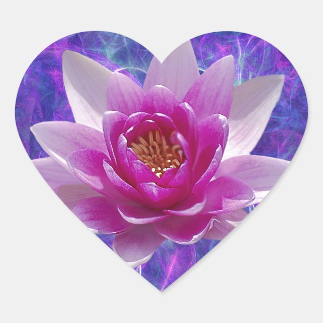 Sticker Cœur Fleur de lotus rose et signification (Devant)