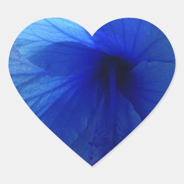 Sticker Cœur Fleur d'Hibiscus bleu (Devant)
