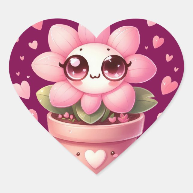 Sticker coeur Fleur Love (Devant)