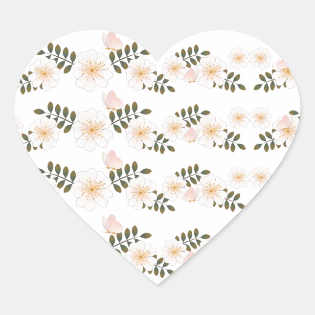 Sticker Cœur fleur rose (Devant)