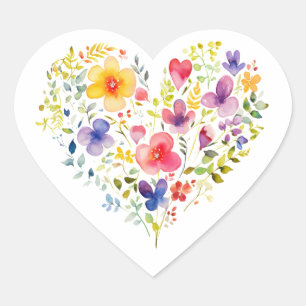 Sticker Cœur Fleur sauvage Floral Toutes les occasions Note Car