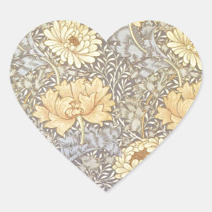 Sticker Cœur Fleurs de chrysanthème de William Morris
