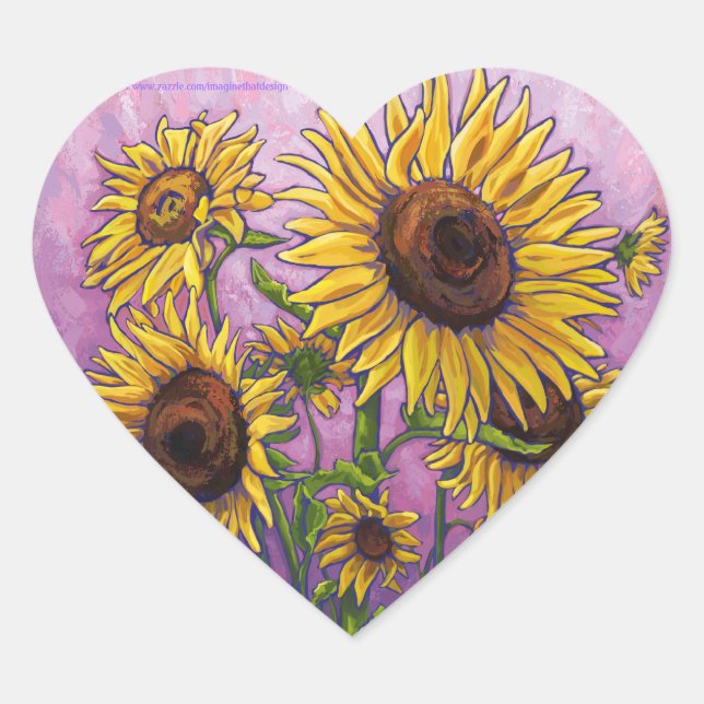 Sticker Cœur Fleurs de soleil (Devant)