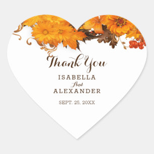 Sticker Cœur Fleurs Et Berries D'Automne