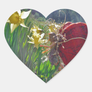 Sticker Cœur Fleurs et fleurs jaunes