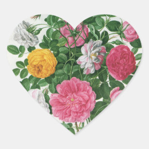Sticker Cœur Fleurs florissantes vintages, Roses du jardin de p