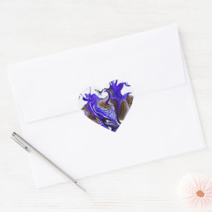 Sticker Cœur Fleurs Iris Violets