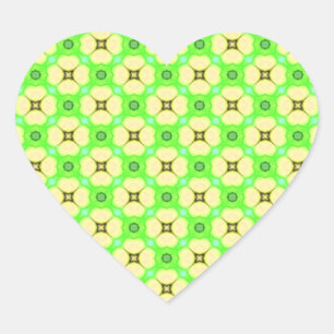 Sticker Cœur Fleurs jaunes sur vert