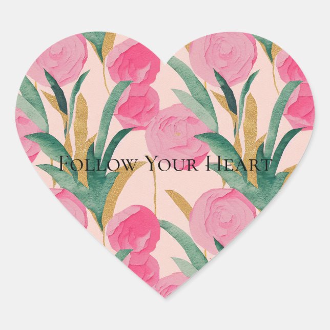 Sticker Cœur Fleurs roses (Devant)