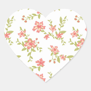 Sticker Cœur Fleurs roses