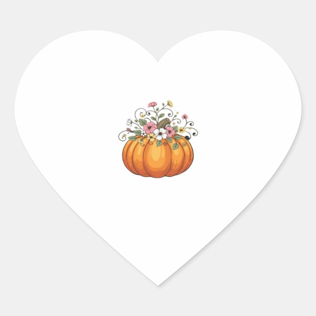 Sticker Cœur Fleurs sauvages citrouille Automne Automne Classiq (Devant)