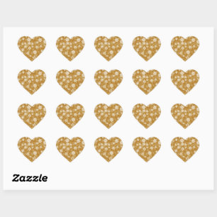 Sticker Cœur Flocon de neige blanc Luxueux Jaune Élégant Noël
