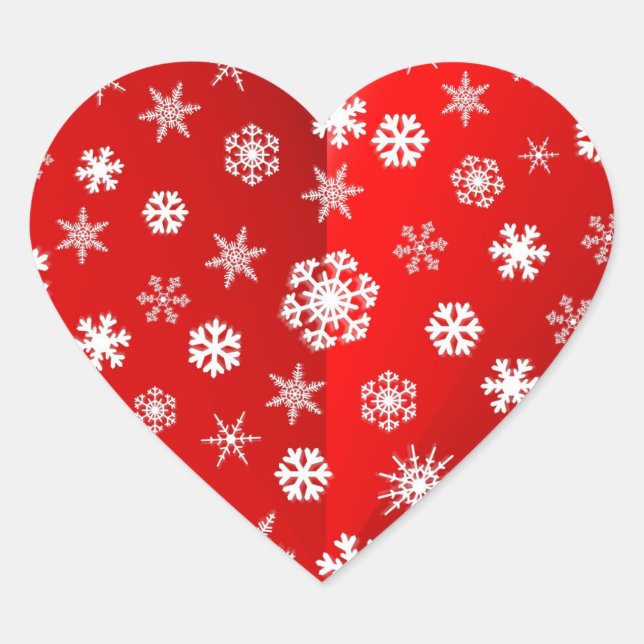 Sticker Cœur Flocon rouge de Noël (Devant)