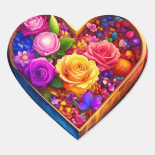 Sticker Cœur Floral Heart Saint Valentin Photo