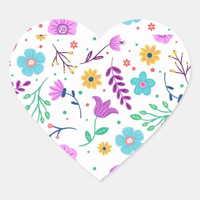 Sticker Cœur Floral pourpre (Devant)