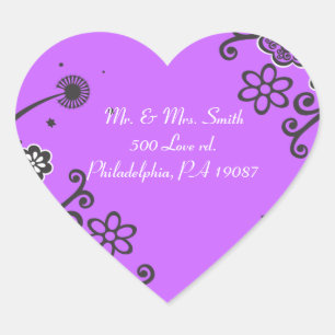 Sticker Cœur Floral Star Jewish Baby Naming Carte de remercieme