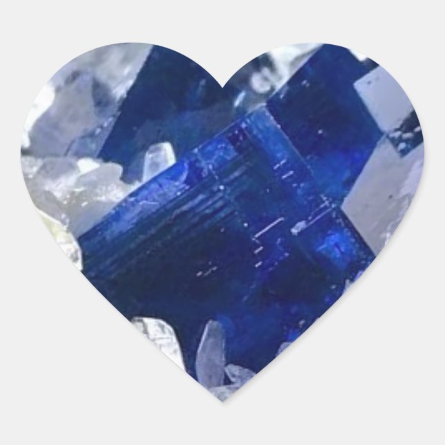 Sticker Cœur Fluorite bleu profond transparent naturel (Devant)