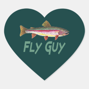 Sticker Cœur Fly de truite arc-en-ciel