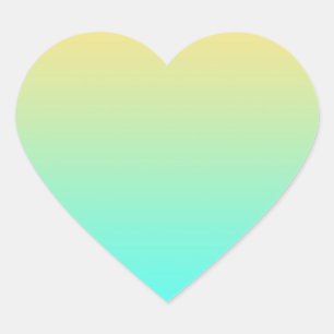 Sticker Cœur Fond dégradé pastel turquoise jaune