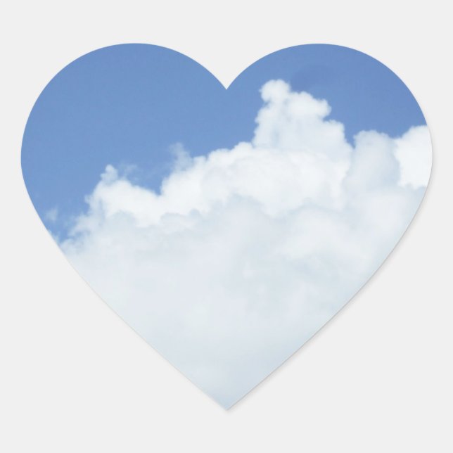 Sticker Cœur Forme de nuage blanc dans le ciel bleu (Devant)