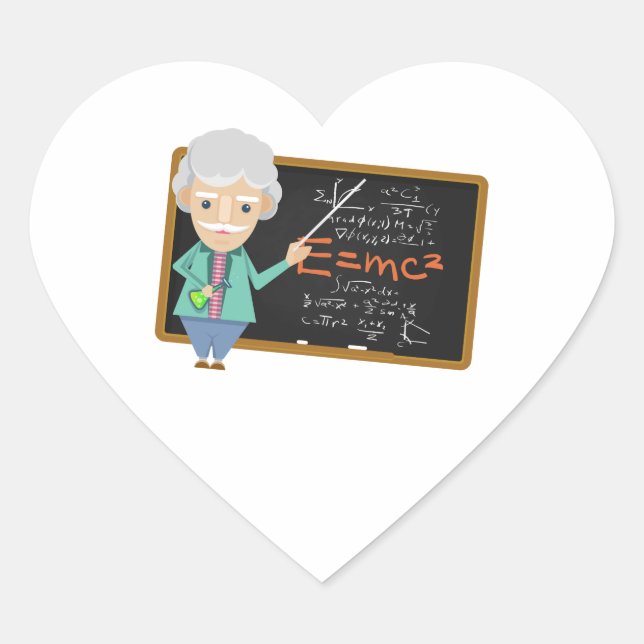 Sticker Cœur Formule EMC2 du professeur de sciences (Devant)