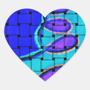 Sticker Cœur Français Bleu Africain Tissé Abstrait violet forme