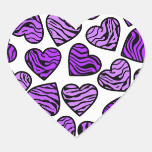Sticker Cœur Fun tendance Purple Zebra Coeurs rayés Patron