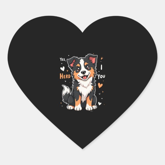 Sticker Cœur Funky Australian Shepherd Maman Cadeaux Aussie Oui (Devant)