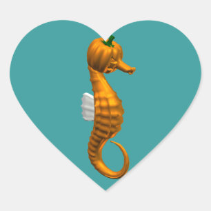 Sticker Cœur Funny Halloween Seahorse