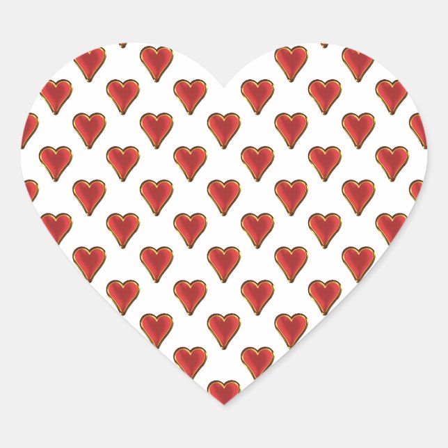 Sticker Cœur Funny Heart Pattern gold red + your backgr. & (Devant)