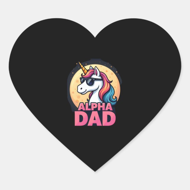 Sticker Cœur Funny Unicorn Dad Laufey Men Father's Day Christma (Devant)
