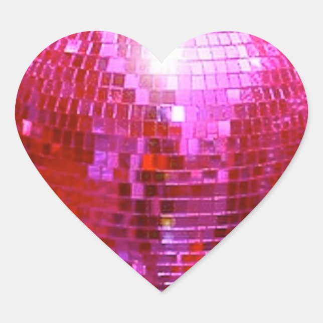 STICKER CŒUR FUSHIA DISCO BALL DANCE PARTI (Devant)