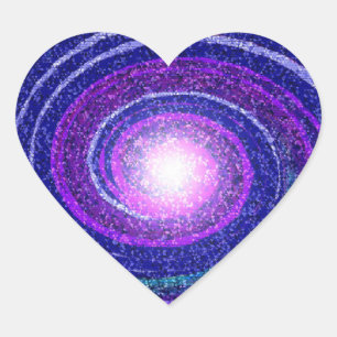 Sticker Cœur Galaxie astrale bleue
