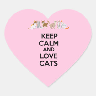 Sticker Cœur Gardez le calme et l'amour chats