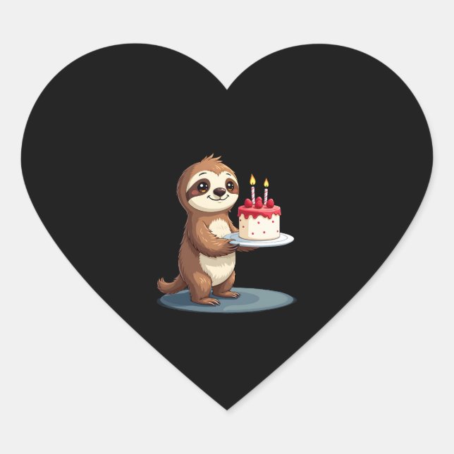 Sticker Cœur Gâteau d'anniversaire amusant avec le costume de f (Devant)