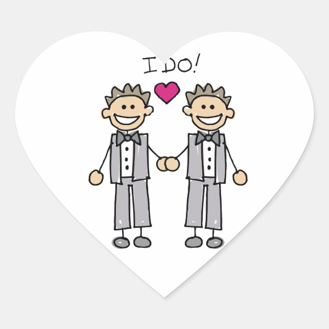 Sticker Cœur Gay Mariage Groom (Devant)