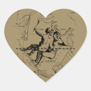 Sticker Cœur Gemini Constellation Zodiac Hevelius 1690