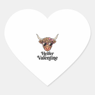 Sticker Cœur Génisse Valentine Highland Cow Design Vintage_1