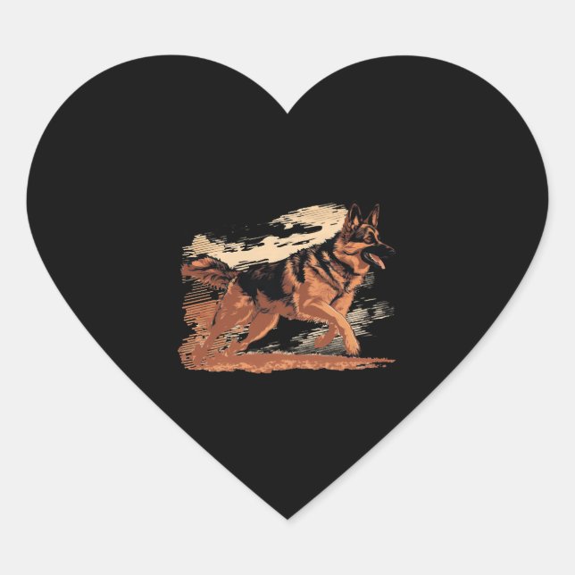 Sticker Cœur German Shepherd, German Shepherd propriétaire, chi (Devant)