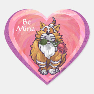 Sticker Cœur Ginger Cat Saint-Valentin